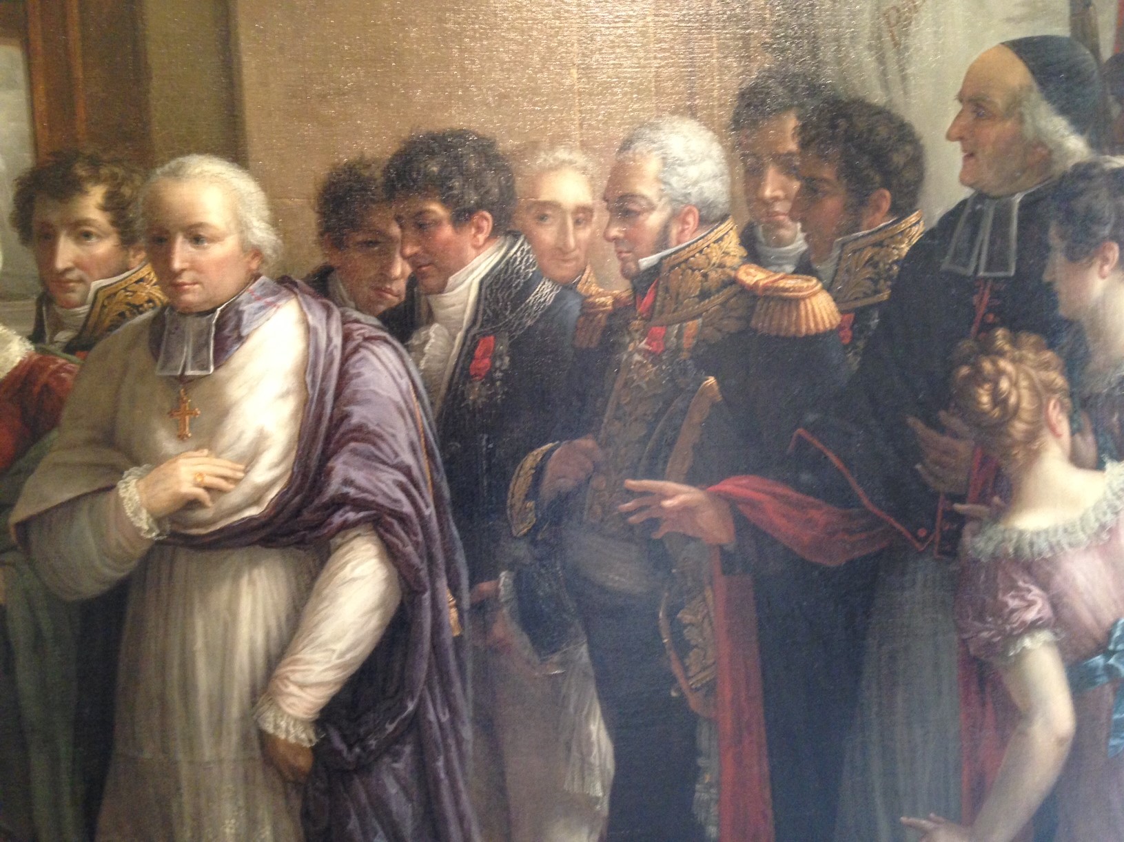 Musée des Beaux-Arts de Chartres, détail du tableau d’Etienne-Barthélémy Garnier (1759-1849) : « Entrevue du duc et de la duchesse d’Angoulême », 1827. Le comte et le vicomte de Courtavel se trouvent au dernier plan, à gauche et à droite.