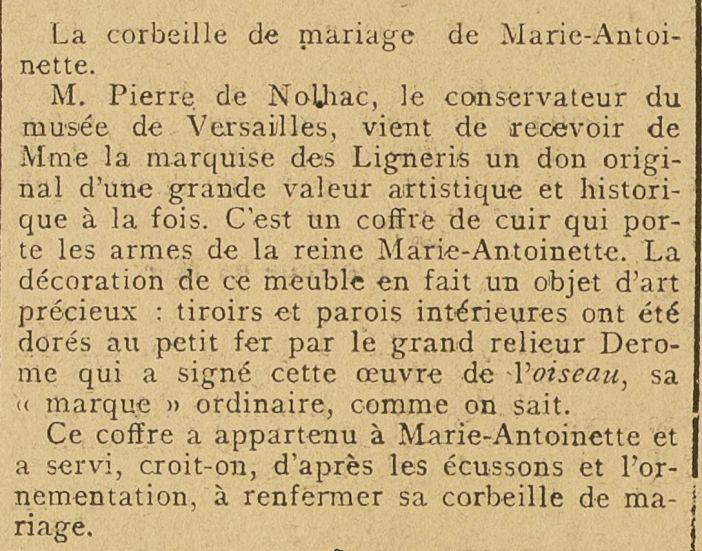 Article_La_Petite_presse - 16.01.1912_don au Chateau de Versailles