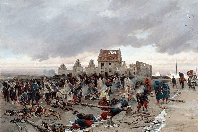 "Bivouac après le combat du Bourget, 21 décembre 1870" par Alphonse de Neuville, 1873 (collections du Musée d'Orsay)